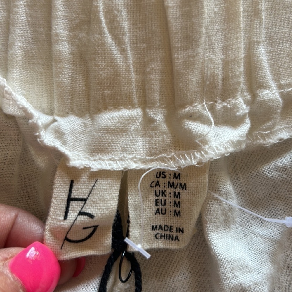 NWT White Linen Cargo Pants Size Medium - Picture 10 of 13